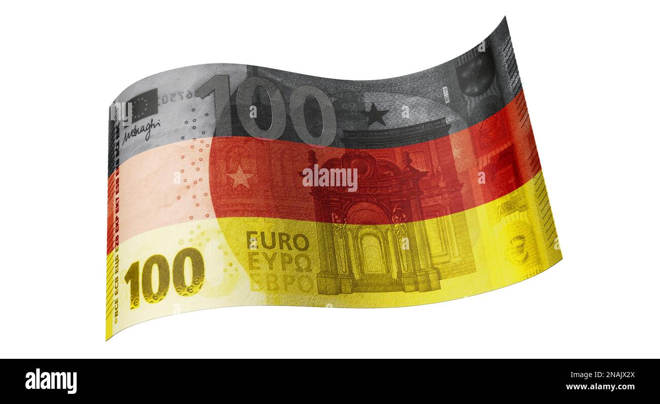 100 Euro note in black, red and gold (German flag) Stock Photo