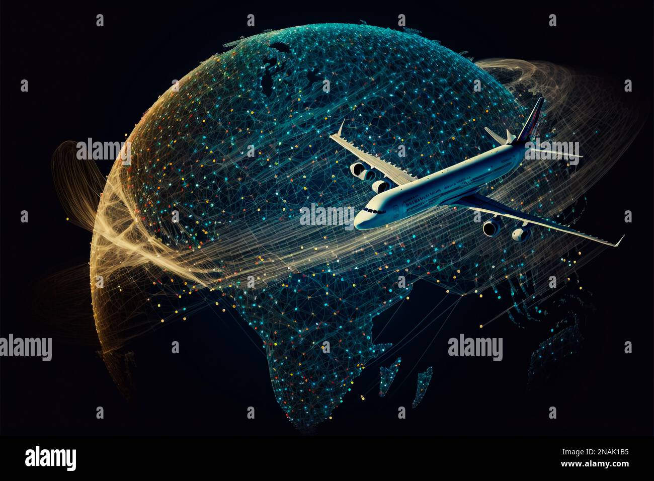 Plane circling globe hi-res stock photography and images - Alamy