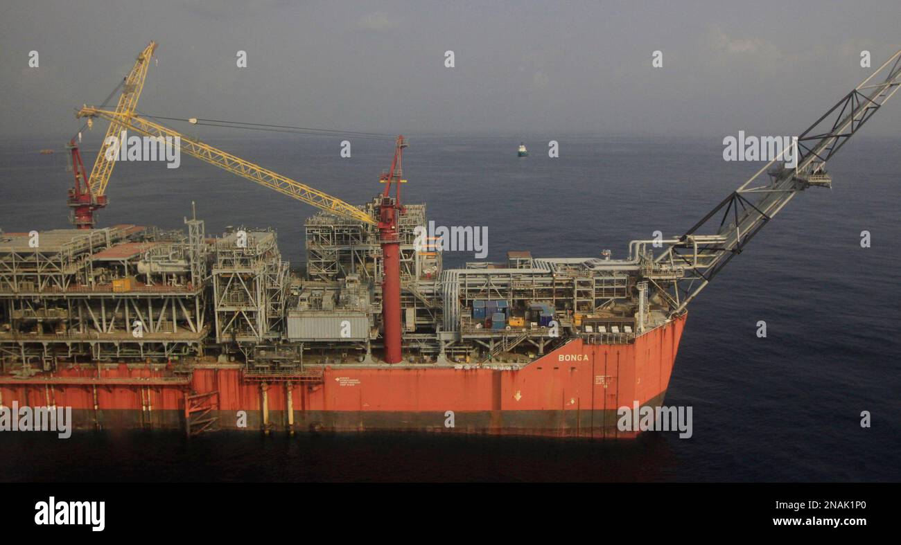 Shell Bonga offshore oil vessel is seen off the coast of the Niger ...