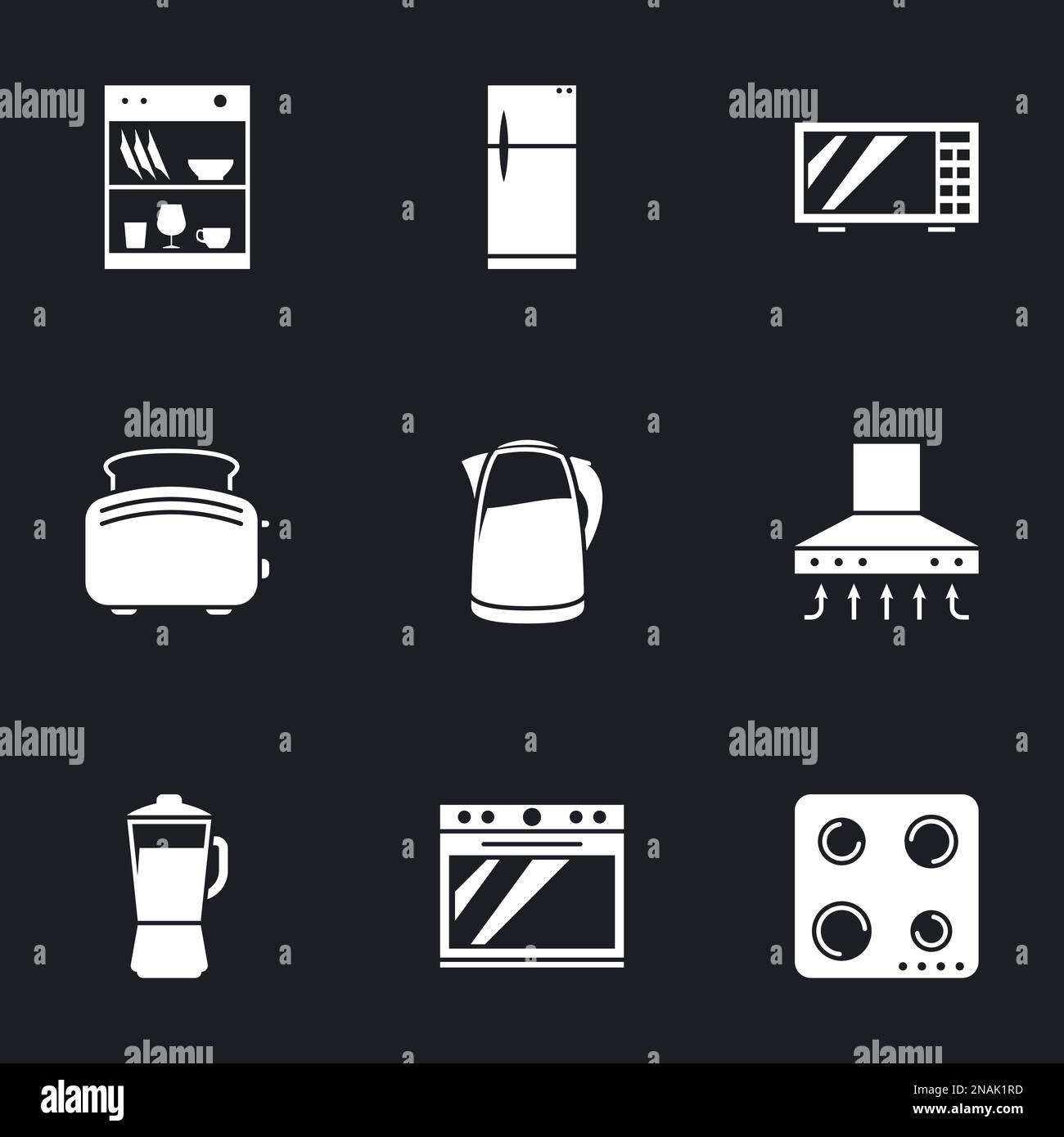 Kitchen Appliances icons. Black background Stock Vector Image & Art Alamy