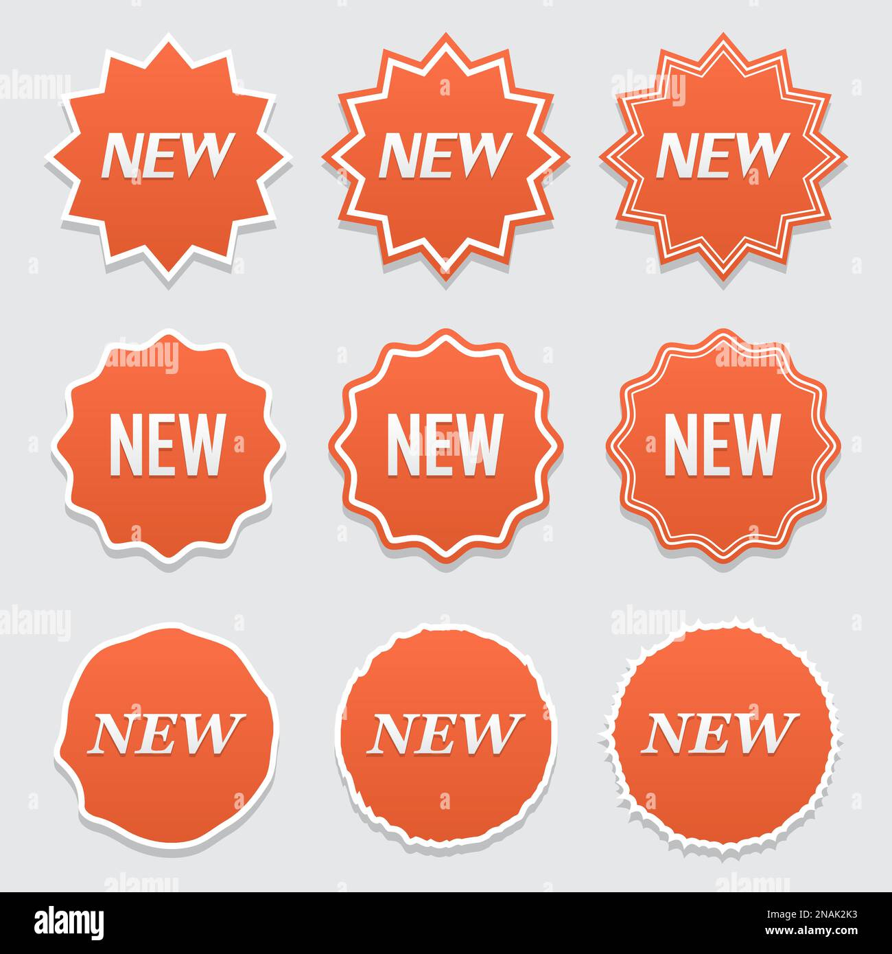 New sticker set. Vector sale banner for web store. Product stickers with offer. Promotional corner located element. Color splash label, tag, badge, ic Stock Vector