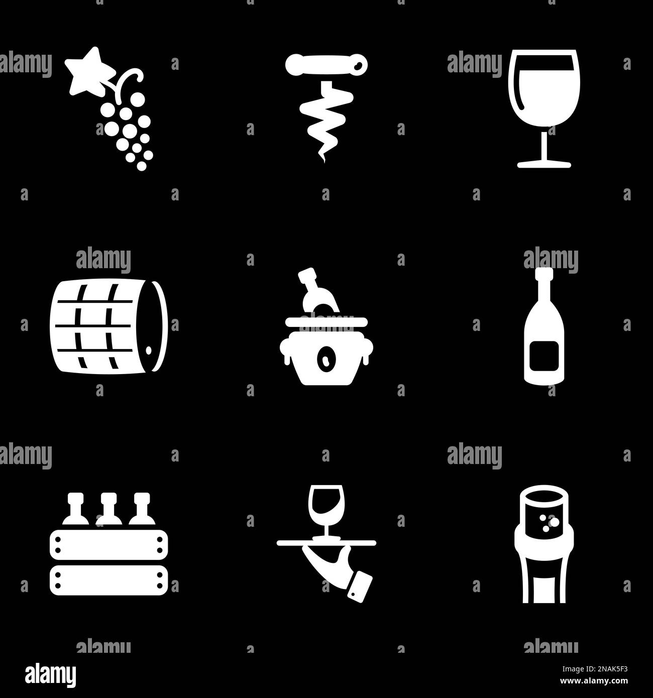Set of simple icons on a theme Wine, alcoholic drink, storage, drink , vector, set. Black