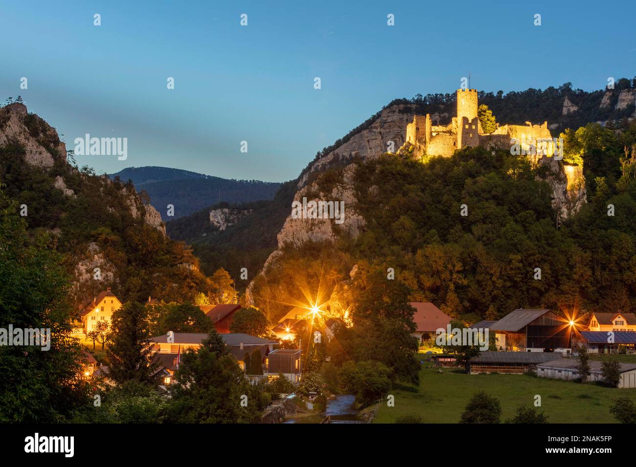 Castle ruin Neu Falkenstein, Balsthal, Solothurn, Switzerland Stock Photo
