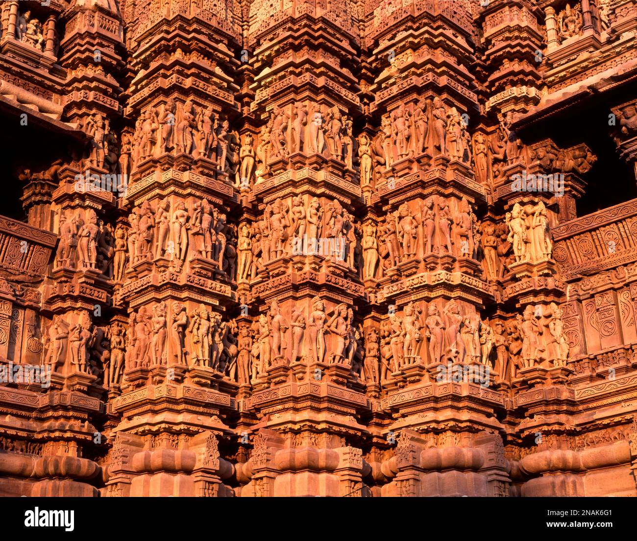 Sculptures in Kandariya Mahadeva temple in Khajuraho, Madhya Pradesh, India Stock Photo