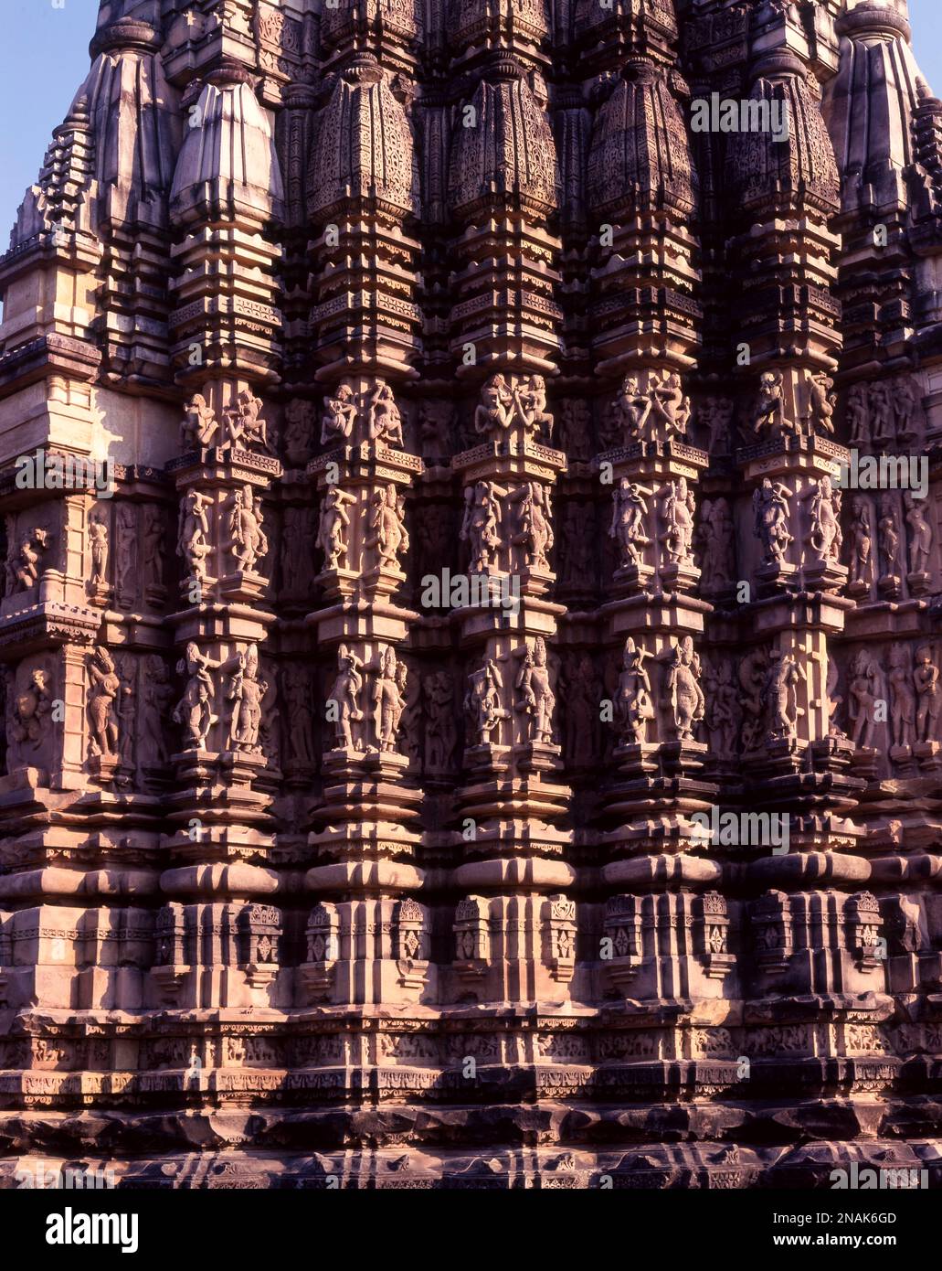 Sculpture on the exterior of the Duladeo temple walls in Khajuraho