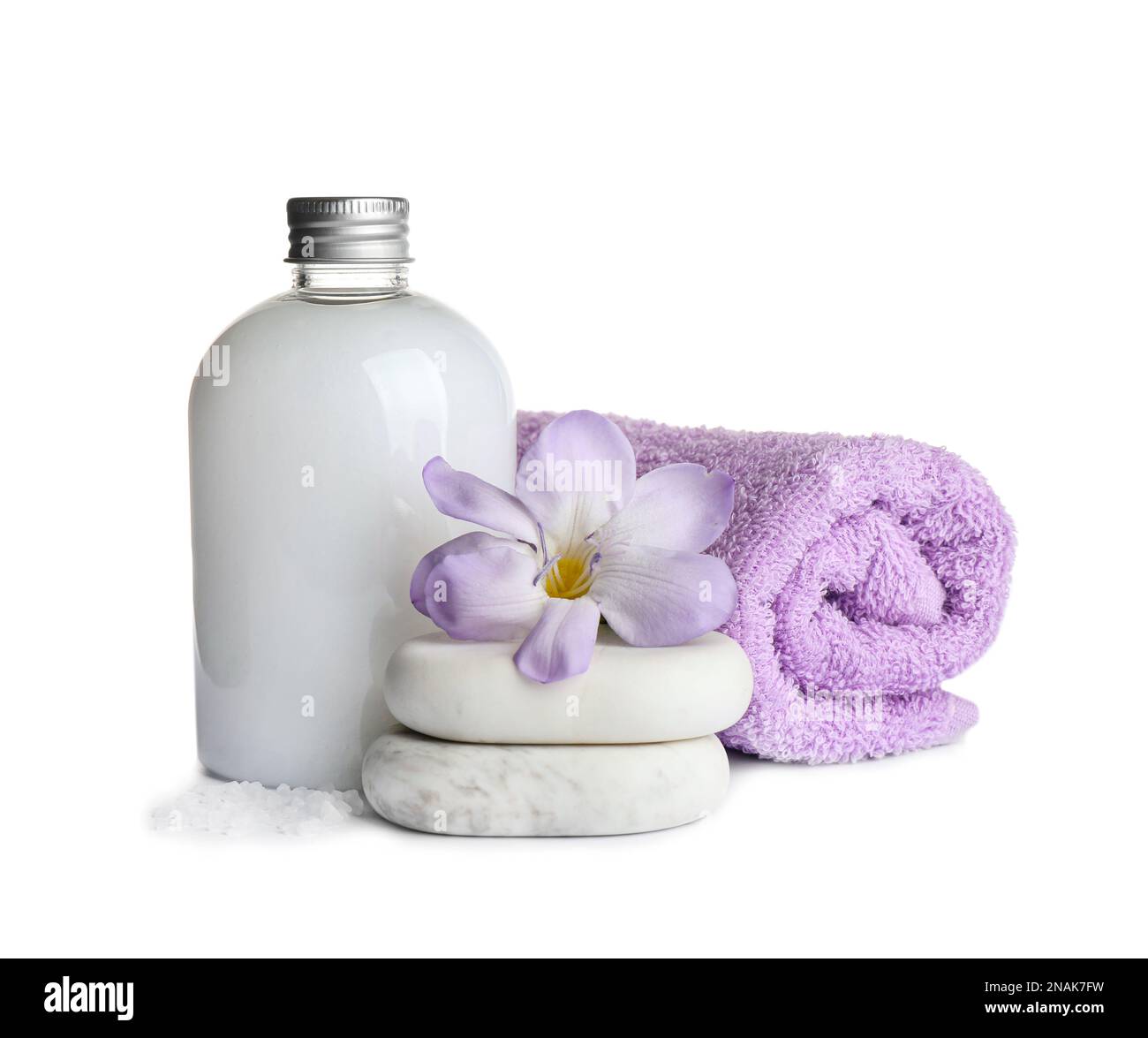 Composition with spa stones on white background Stock Photo
