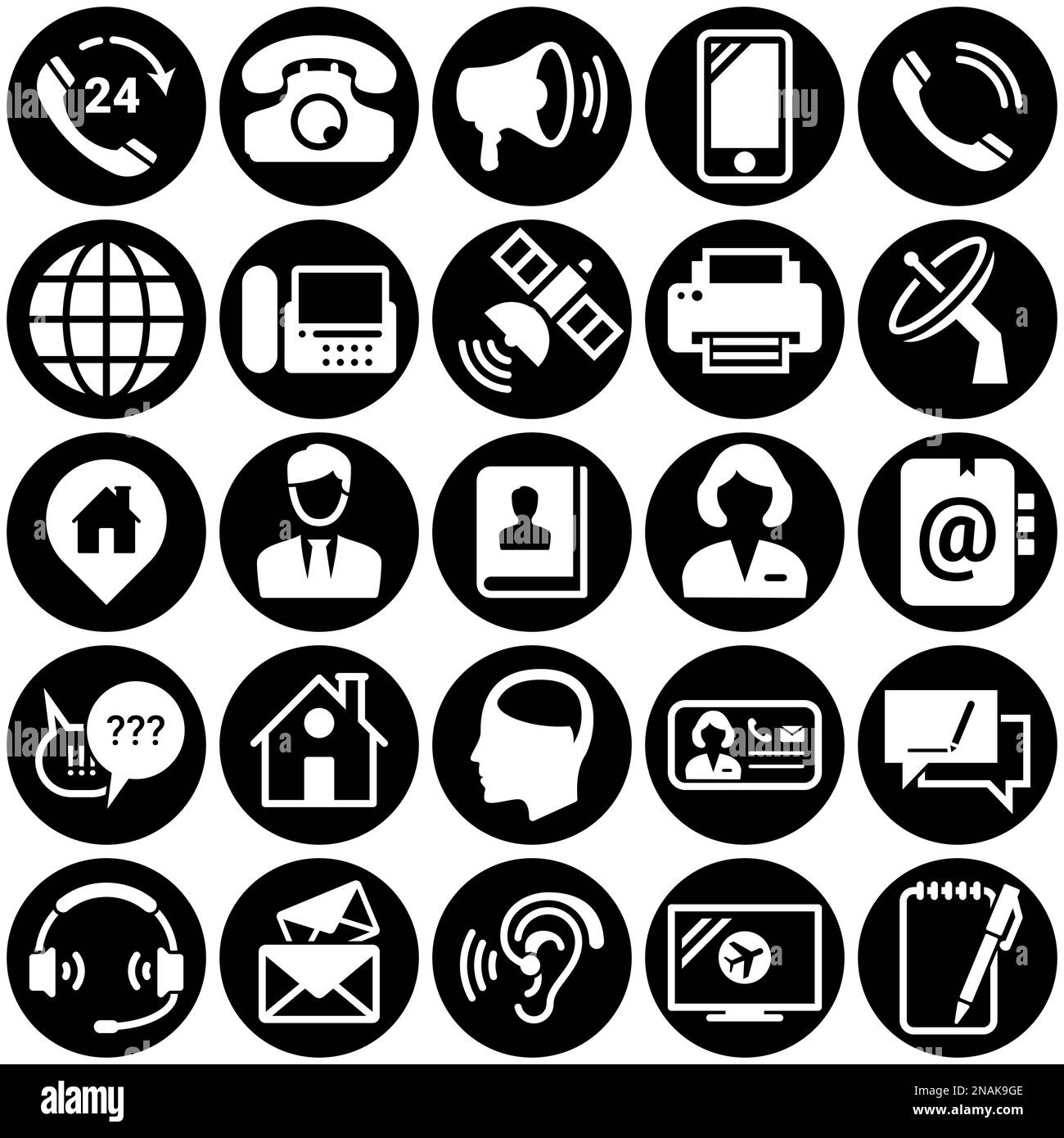 Set of simple icons on a theme Contact, connection, communication devices, vector, design, collection, flat, sign, symbol,element, object, illustratio Stock Vector