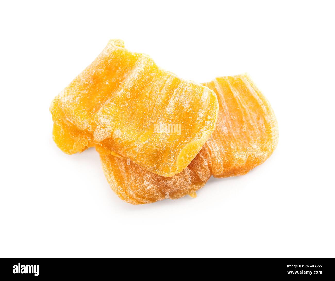 Sweet dried jackfruit slices on white background Stock Photo