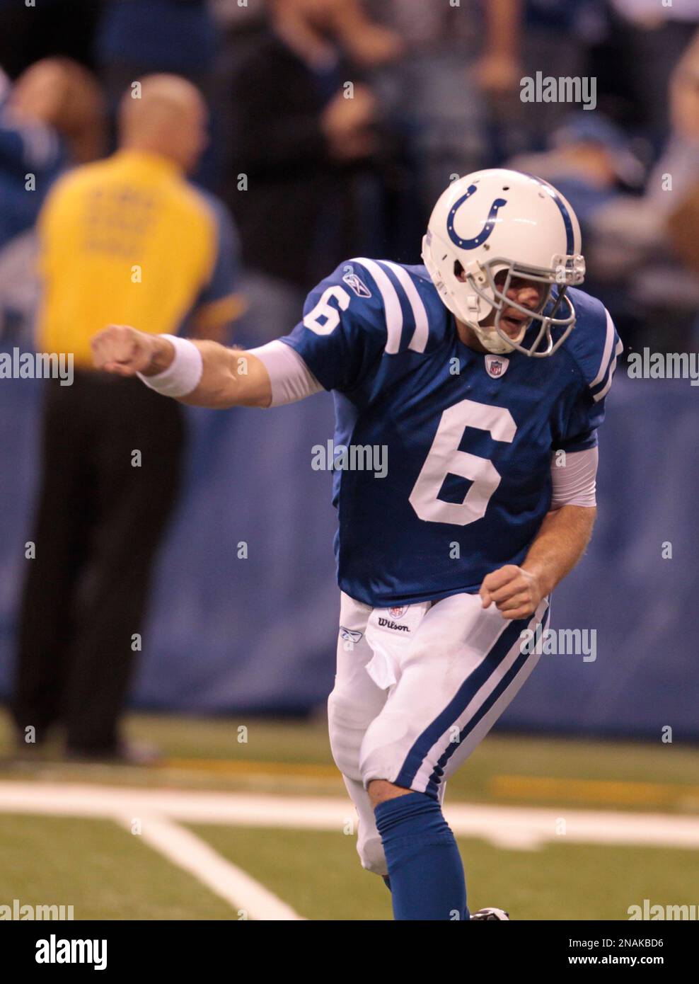 Indianapolis Colts quarterback Dan Orlovsky (6) is shaken up after a hard  hit in the first half of their game on Thursday, December 22, 2011, in  Indianapolis, Indiana. (Photo by Sam Riche/MCT/Sipa