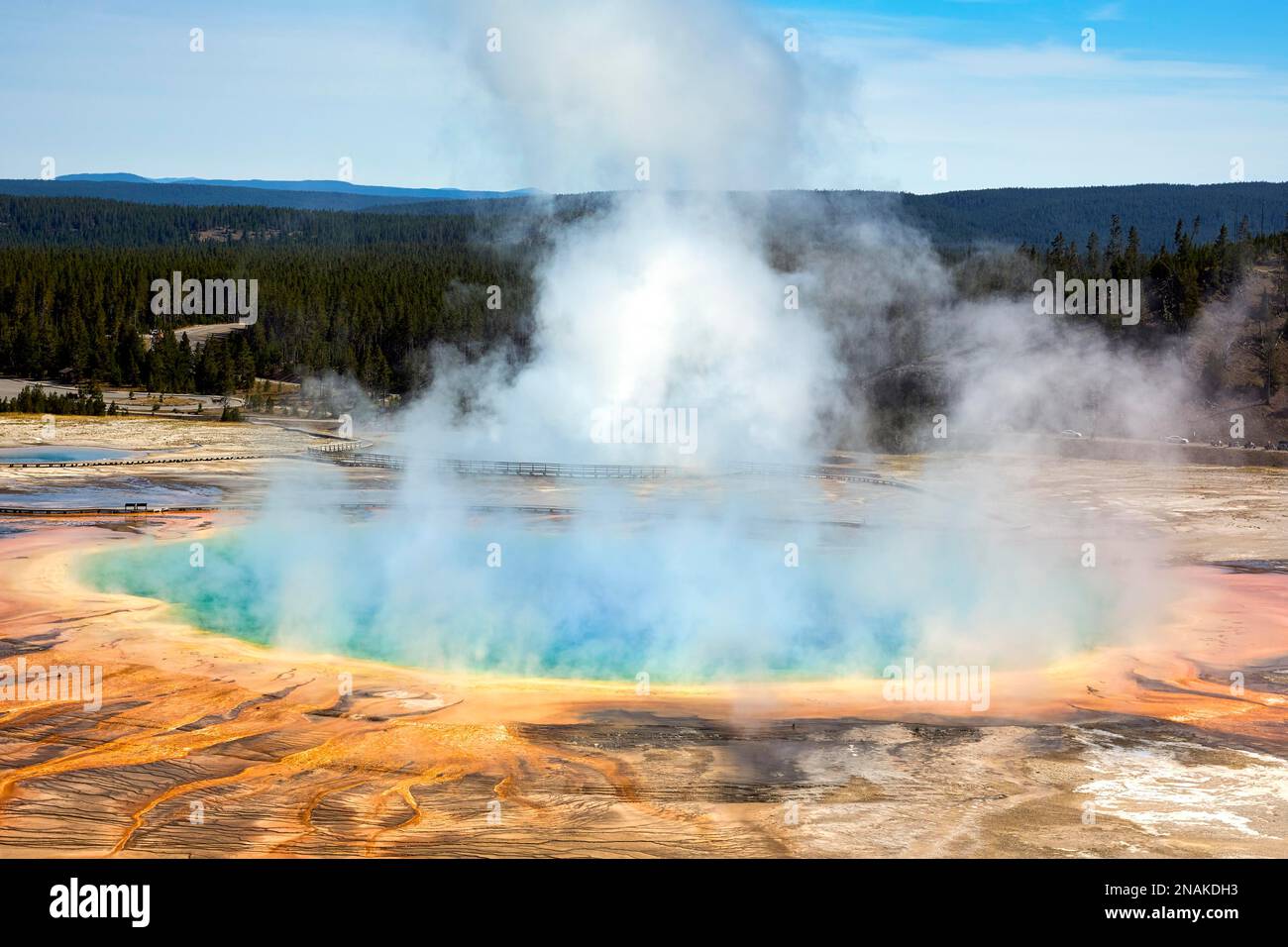 Grand Prismatic Spring In the Yellowstone National Park. Wyoming. USA Stock Photo