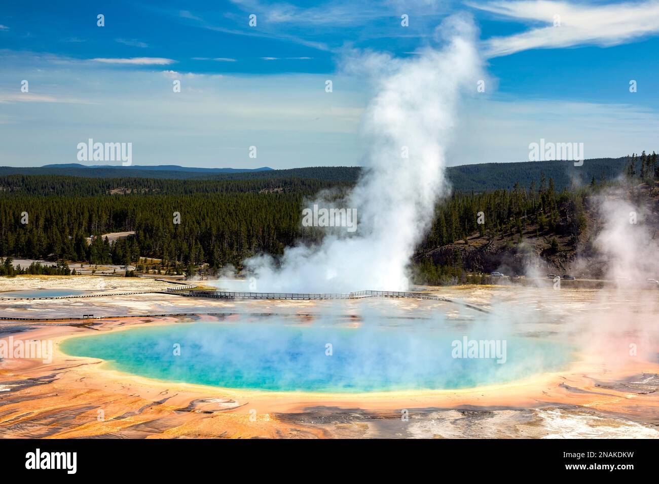 Grand Prismatic Spring In the Yellowstone National Park. Wyoming. USA Stock Photo