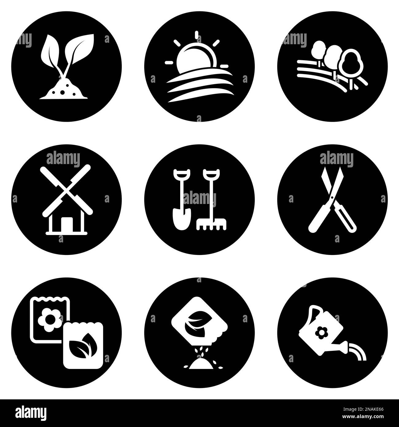 Set of simple icons on a theme Garden, garden, farming, farm, vector, set. White background Stock Vector