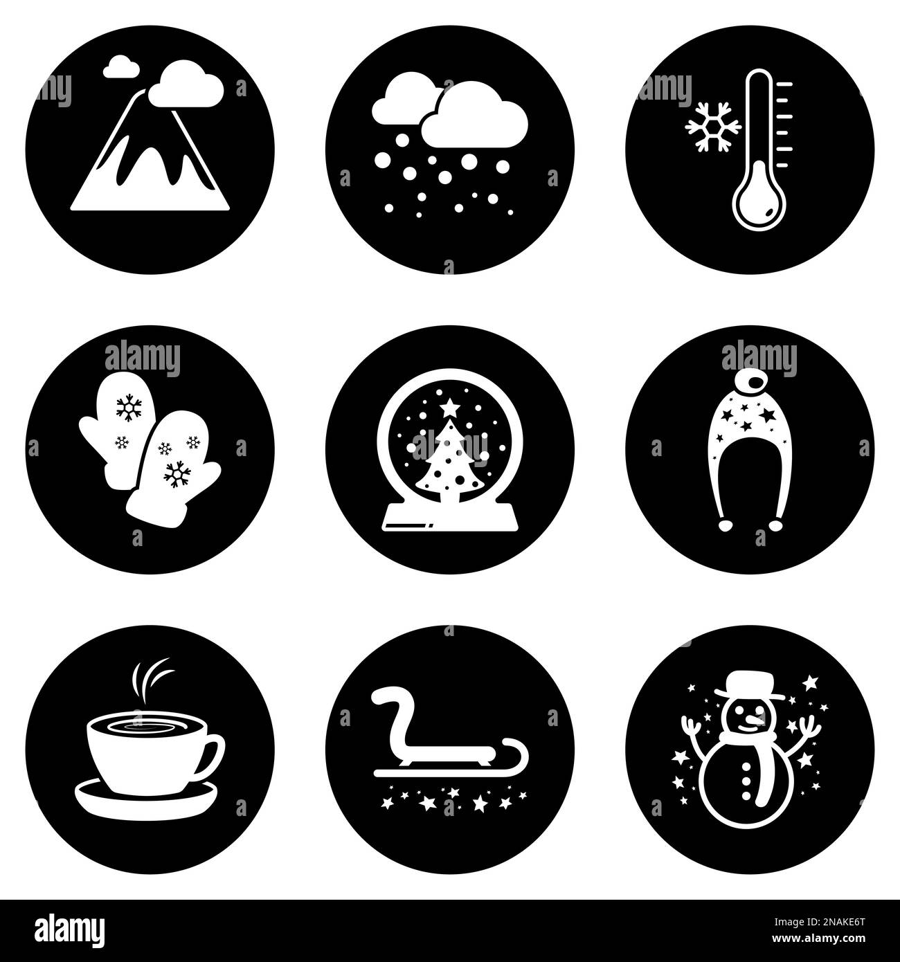 Set of simple icons on a theme winter, vector, design, collection, flat, sign, symbol,element, object, illustration, isolated. White background Stock Vector