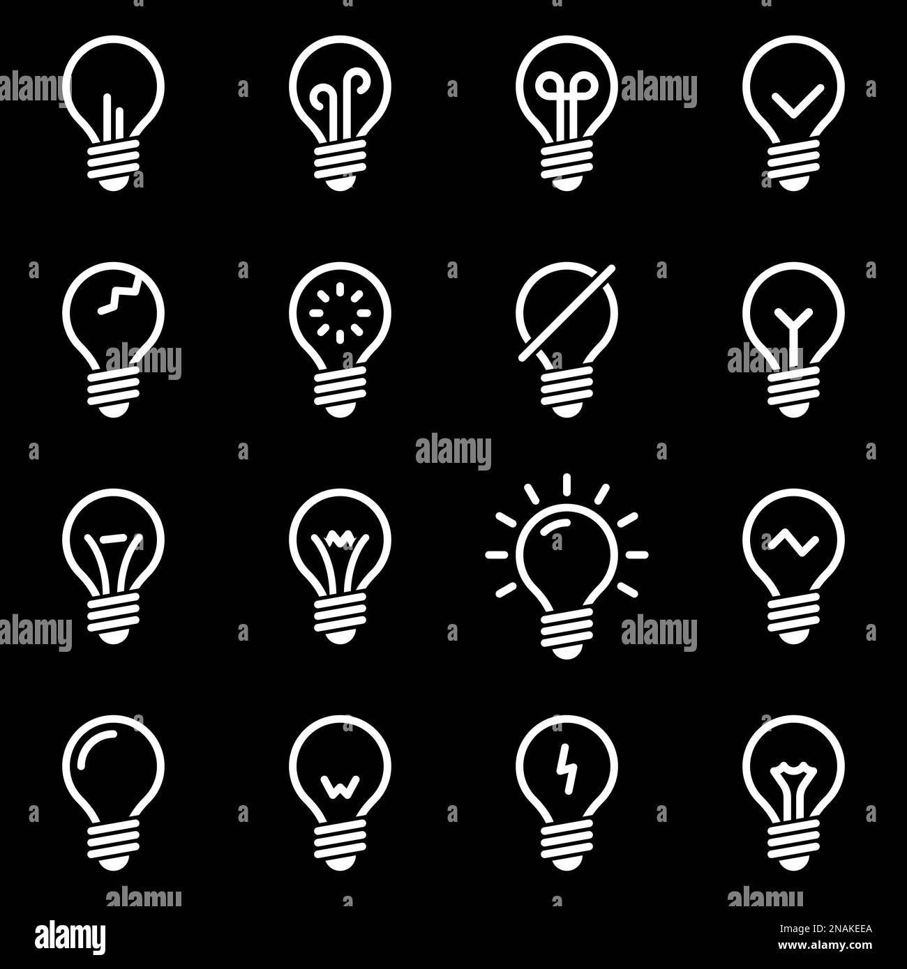 Set of simple icons on a theme Lamp, lighting, vector, set. Black