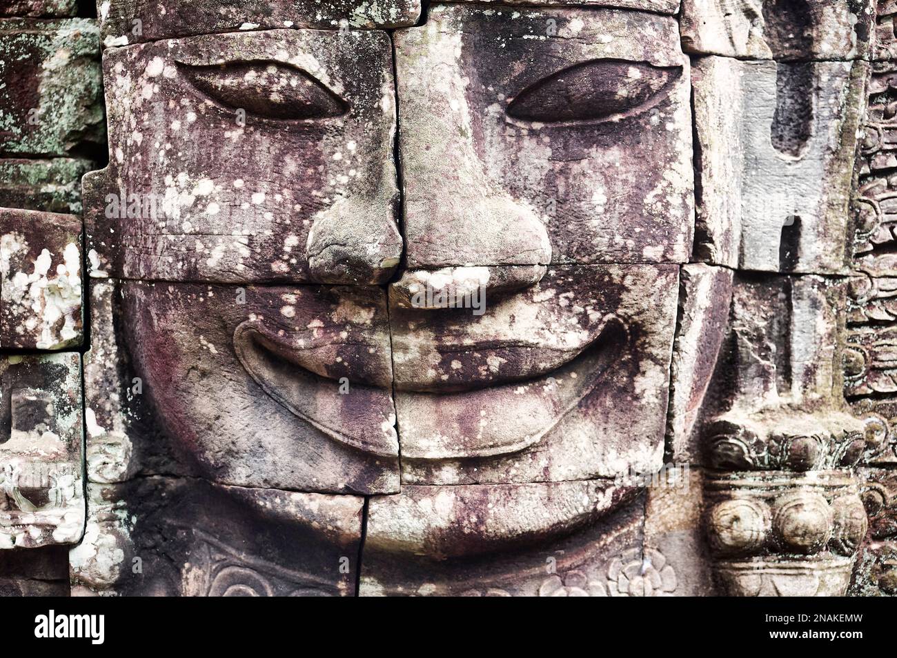 Bas relief at Angkor Thom Temple. Bayon. Siem Reap. Cambodia Stock Photo