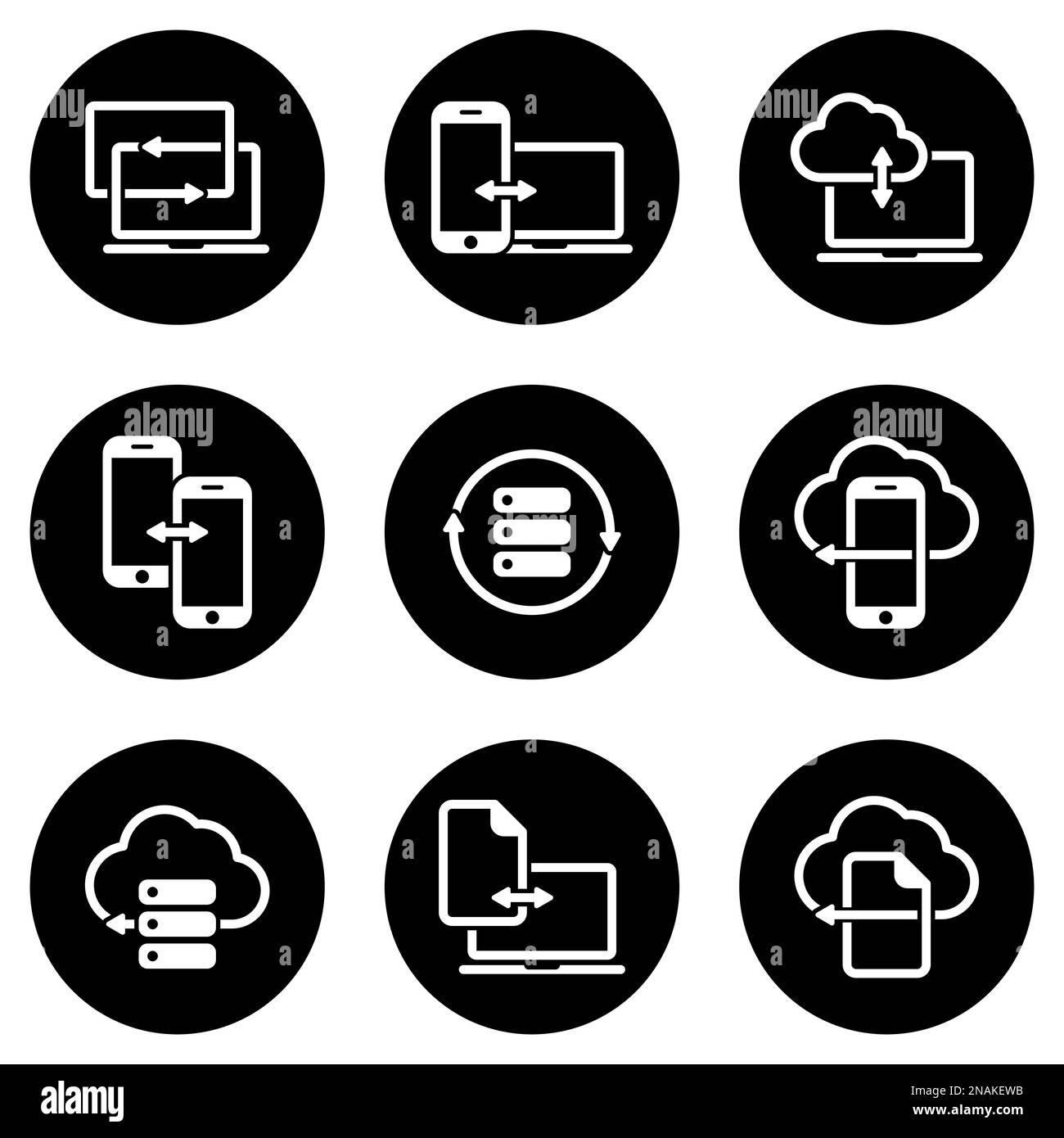 Set of simple icons on a theme Data exchange, vector, design, collection, flat, sign, symbol,element, object, illustration, isolated. White background Stock Vector
