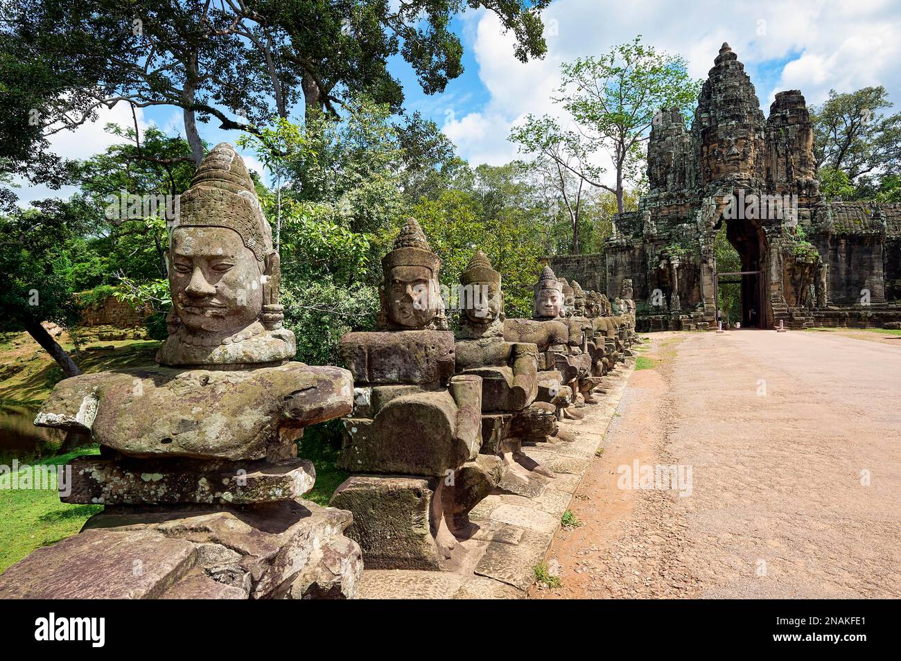 Statues at Angkor Thom Temple. Bayon. Siem Reap. Cambodia Stock Photo