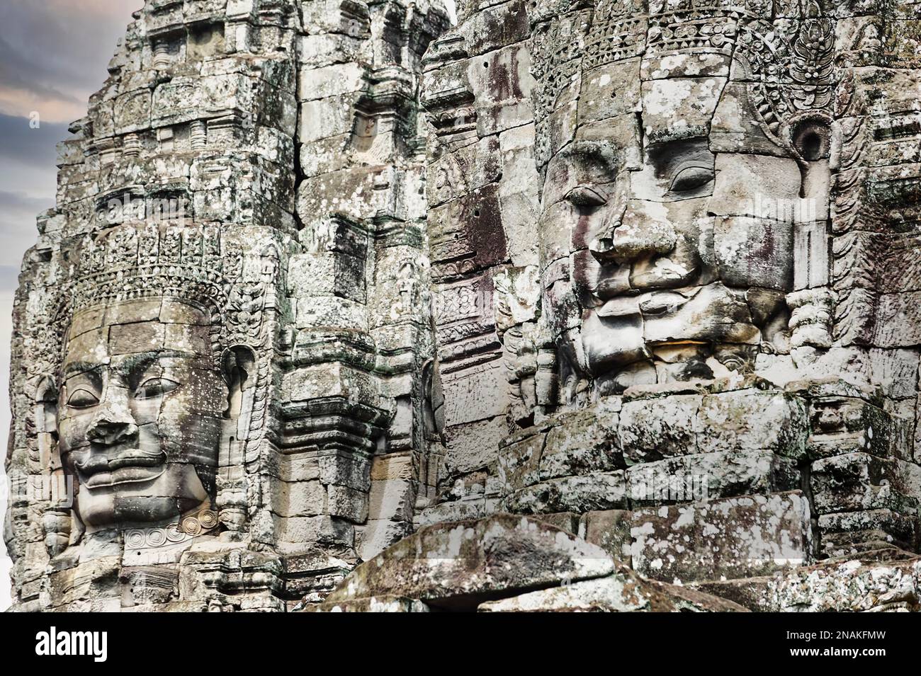 Bas relief at Angkor Thom Temple. Bayon. Siem Reap. Cambodia Stock Photo