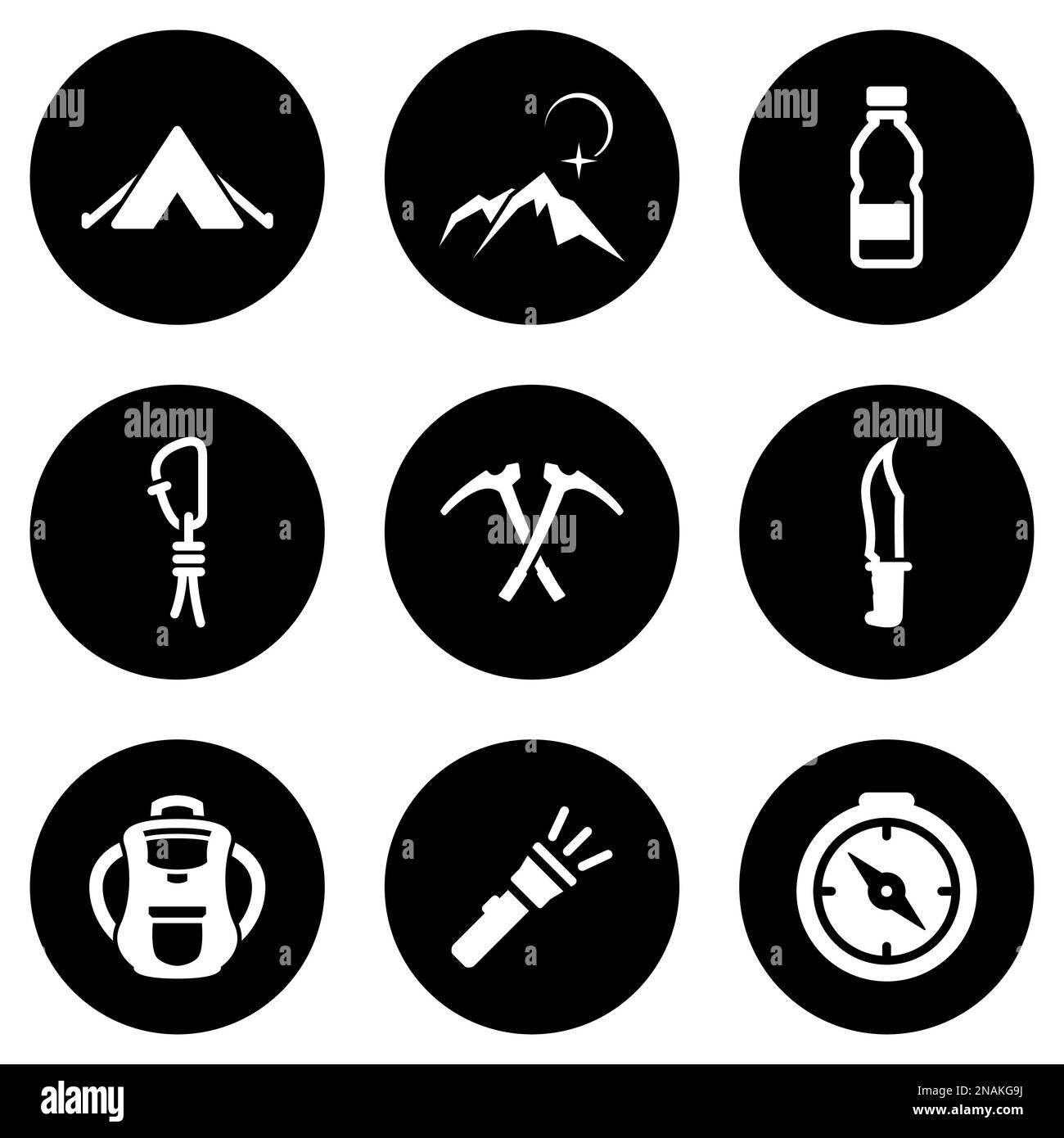 Set of white icons isolated against a black background, on a theme 