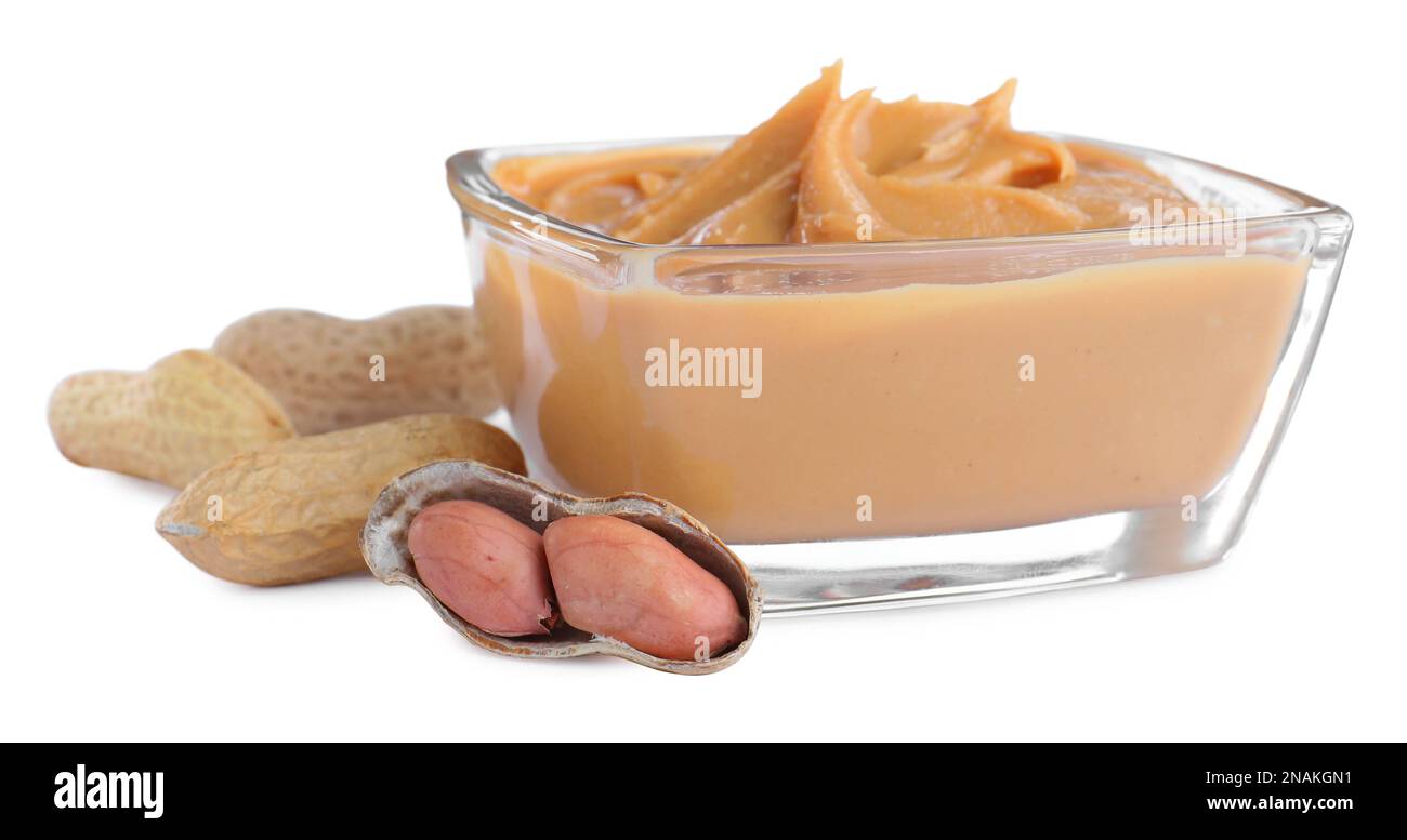 https://c8.alamy.com/comp/2NAKGN1/delicious-peanut-butter-in-bowl-on-white-background-2NAKGN1.jpg