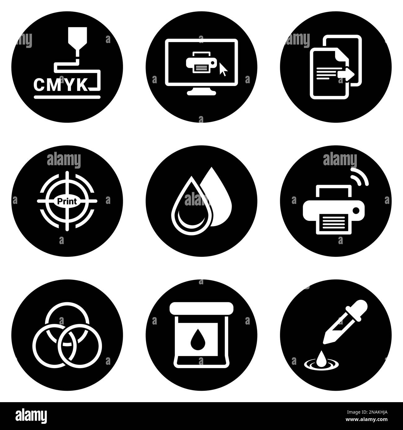 Set of simple icons on a theme printing, vector, design, collection, flat, sign, symbol,element, object, illustration, isolated. White background Stock Vector