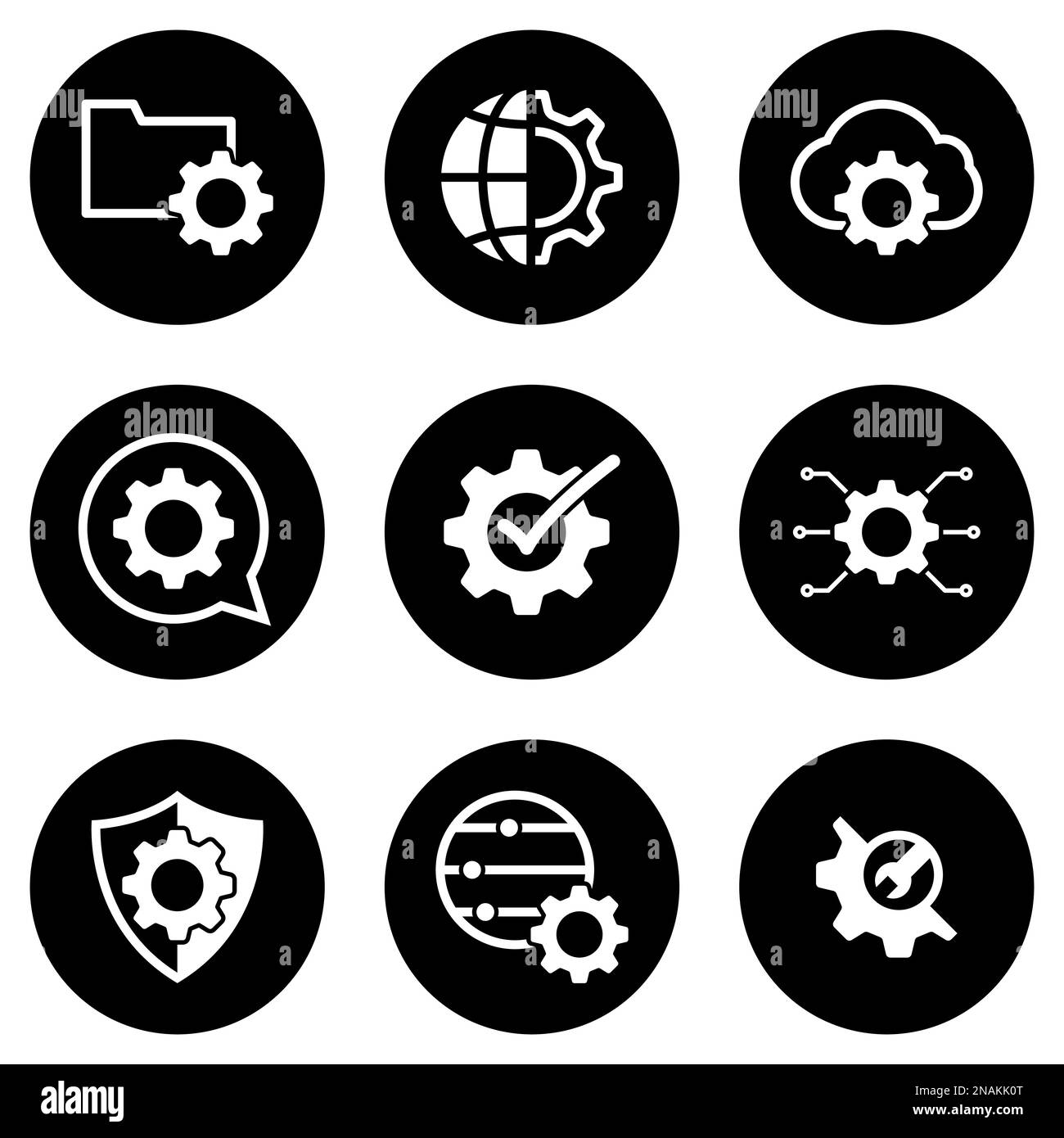 Set of simple icons on a theme settings, vector, design, collection, flat, sign, symbol,element, object, illustration, isolated. White background Stock Vector