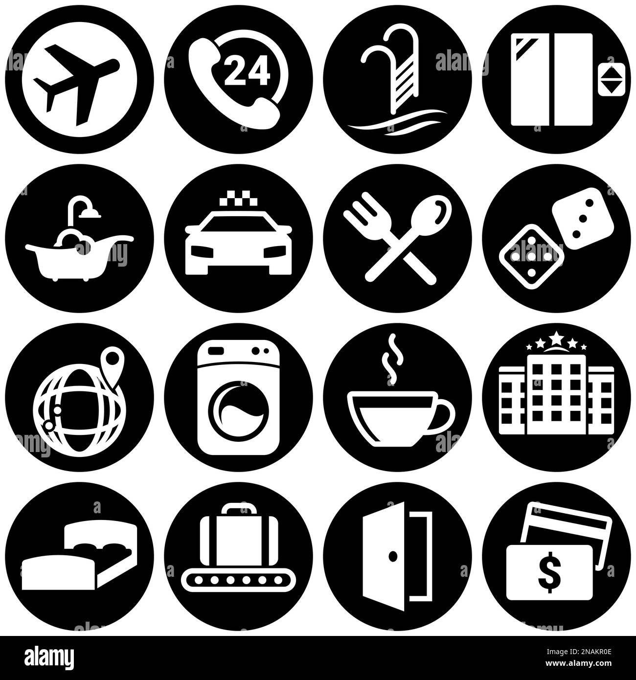 Set of simple icons on a theme Hotel, vector, design, collection, flat, sign, symbol,element, object, illustration. White background Stock Vector