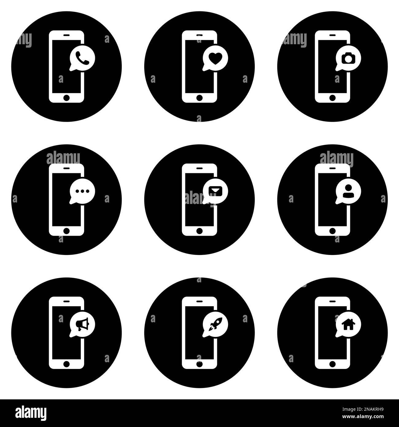 Set of white icons isolated against a black background, on a theme ...