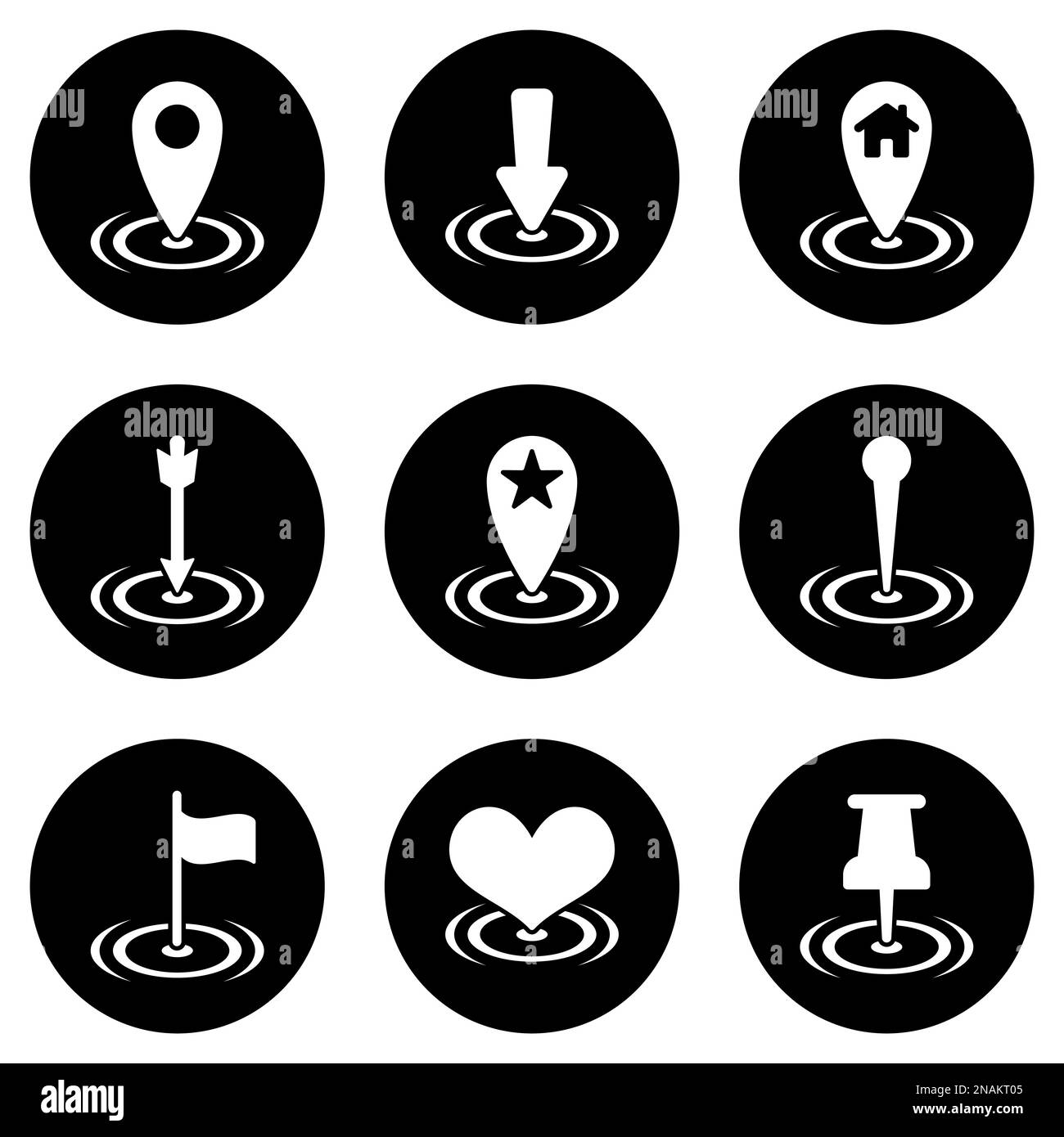 Set of white icons isolated against a black background, on a theme ...