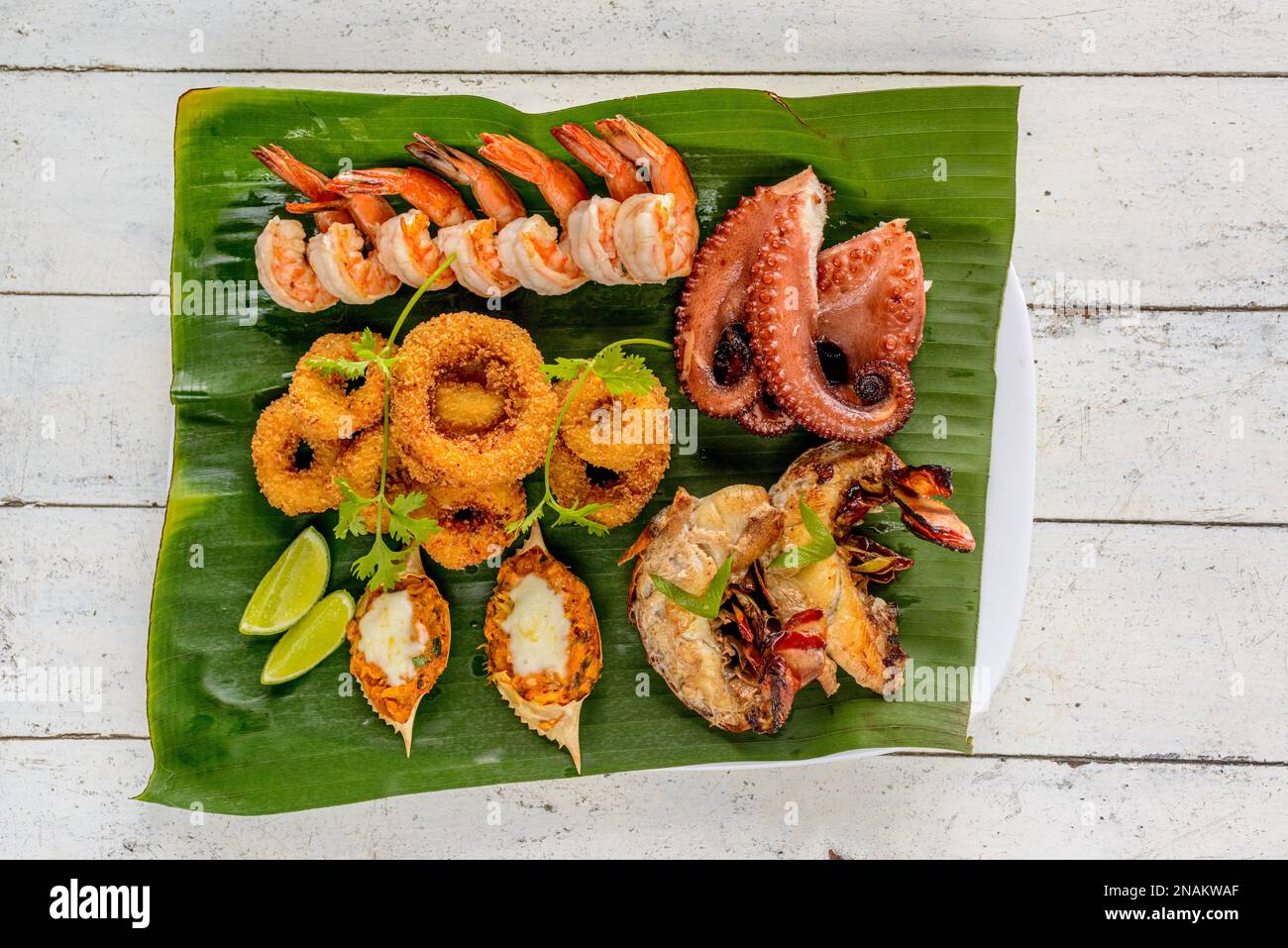 Mixed Seafood Baked. With prawns, squid, octopus, lobster and crab on