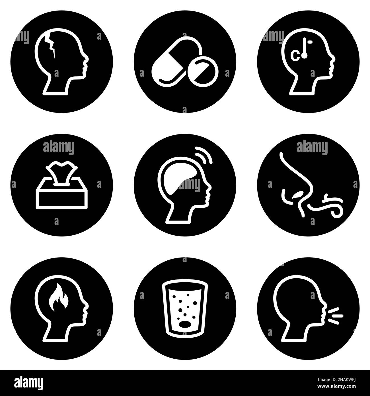Set of simple icons on a theme Flu, sick people, vector, design, collection, flat, sign, symbol,element, object, illustration, isolated. White backgro Stock Vector