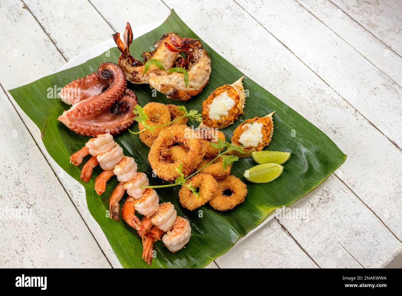 Mixed Seafood Baked. With prawns, squid, octopus, lobster and crab on