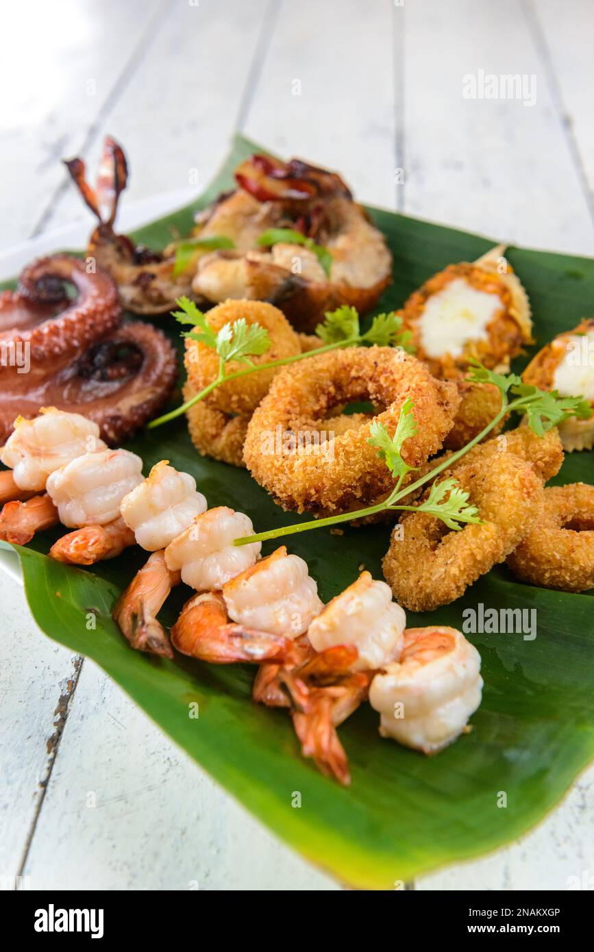Mixed Seafood Baked. With prawns, squid, octopus, lobster and crab on