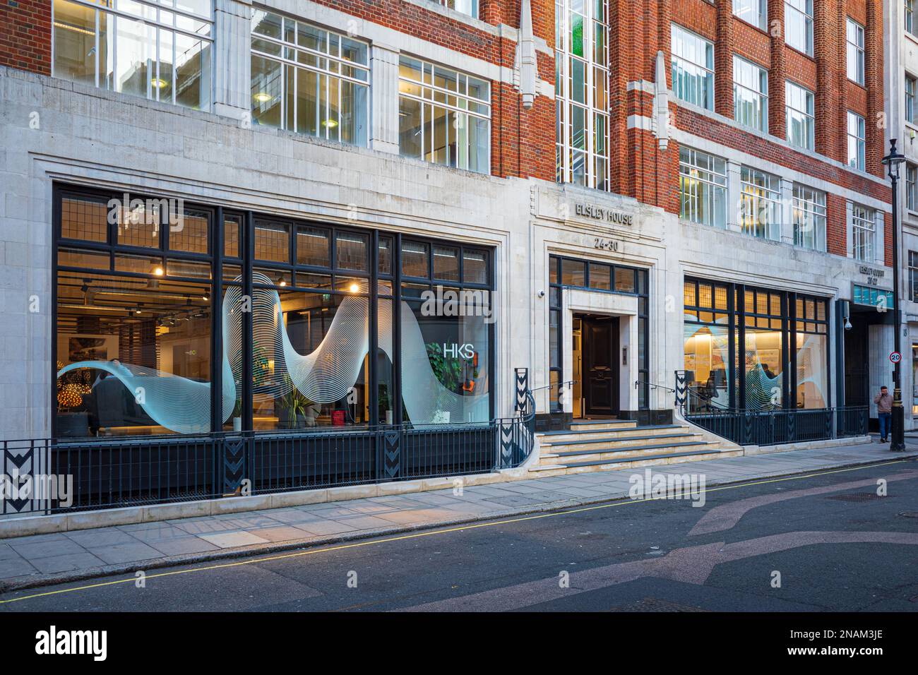 HOK London Design Studio at 90 Whitfield St London. HOK is a global design, architecture, engineering and planning firm. Stock Photo