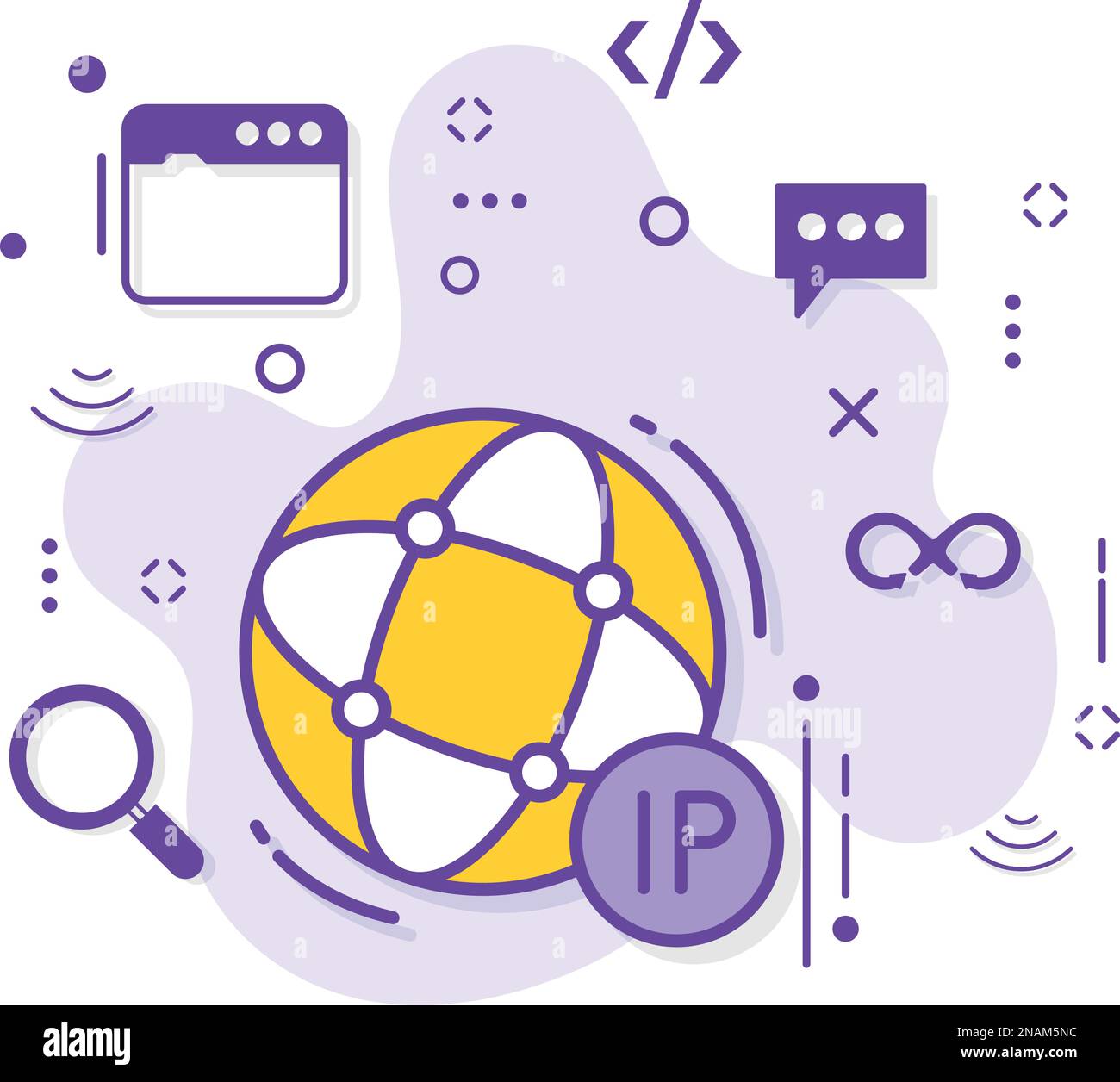IPv4 and IPv6 stock illustration, IPSec TLS Sign, Internet Protocol address Concept, Sticky dynamic IP color Vector Icon Design, Cloud computing Stock Vector
