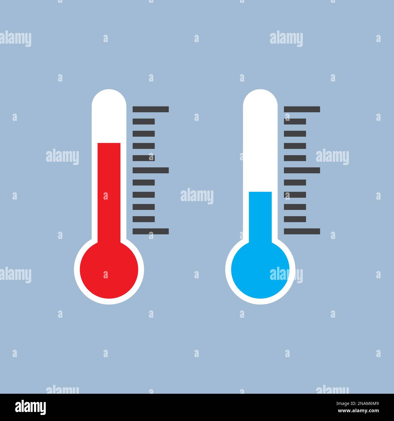 https://c8.alamy.com/comp/2NAM6M9/blue-and-red-flat-thermometer-indicators-in-a-flat-design-2NAM6M9.jpg