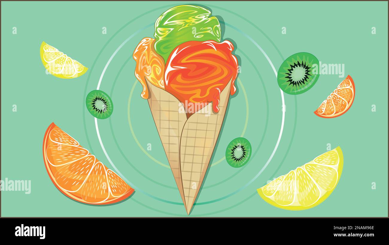 Fruit flavoured ice cream Stock Vector Images - Alamy