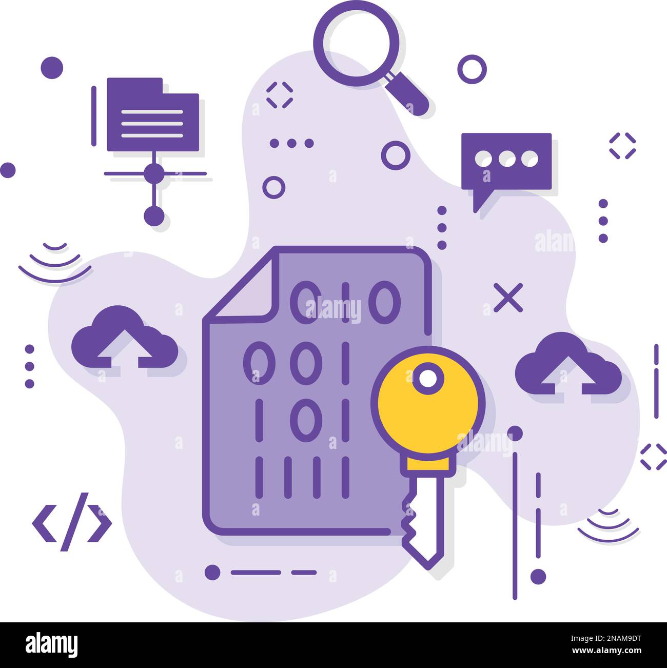 Public and Private API key encryption Concept, Secure Hash Algorithm Vector Icon Design, Cloud computing and Web Hosting services Symbol, RSA stock Stock Vector