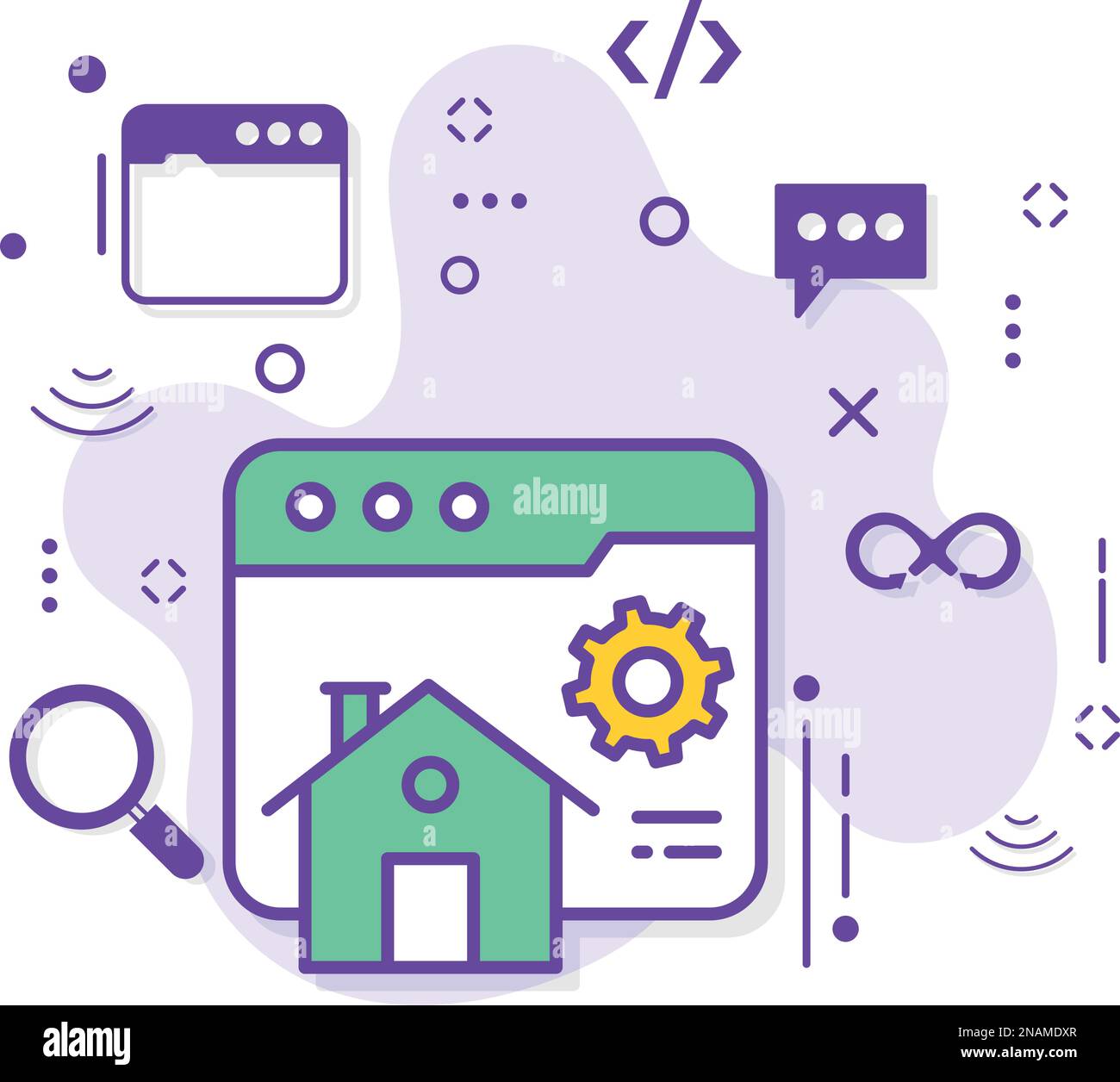 Home Page Setting Concept, Cache and Config Sign, Webpage Viewer UI Software stock illustration, Browser Configuration Vector Icon Design, Cloud Stock Vector