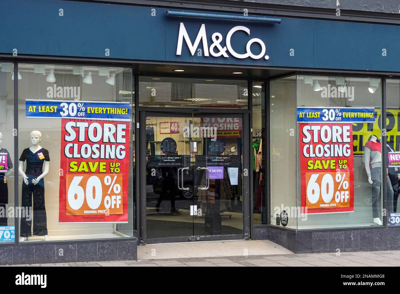 Entrance to the general clothing shop, M and Co, High Street, Ayr