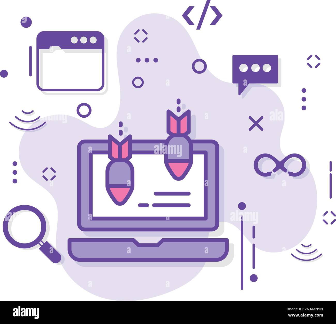 Machine Hacking Attempt stock illustration, Distributed DoS attack vector color icon design, Cloud computing and Web hosting services Symbol Stock Vector