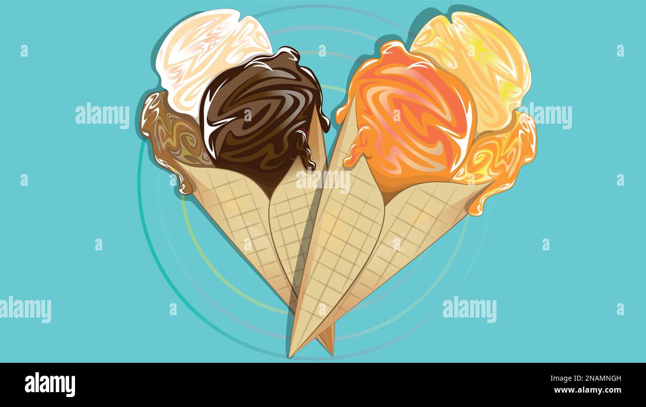 Cute Vector Illustration Set Of Ice Cream Scoop Many Colorful Flavors With  Toppings In Wafer Cone Isolated On White Background Stock Illustration -  Download Image Now - iStock