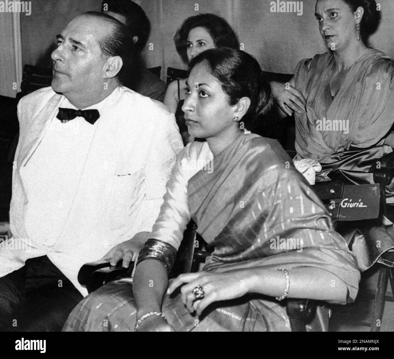 Indian Scriptwriter Italian film director Roberto Rossellini, escorted Indian scriptwriter ...