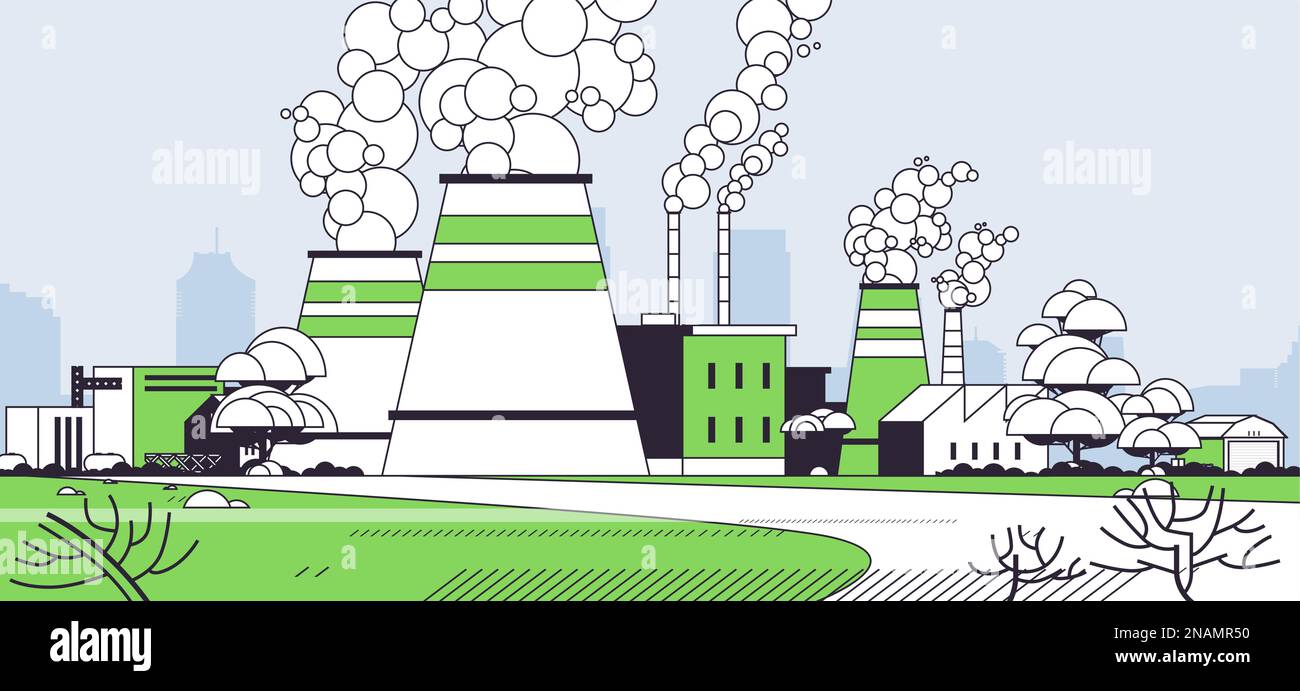 High Concrete Chimney Emits CO2 And Dangerous Fumes Presence Of Carbon High concrete chimney emits co2 and dangerous fumes presence of carbon