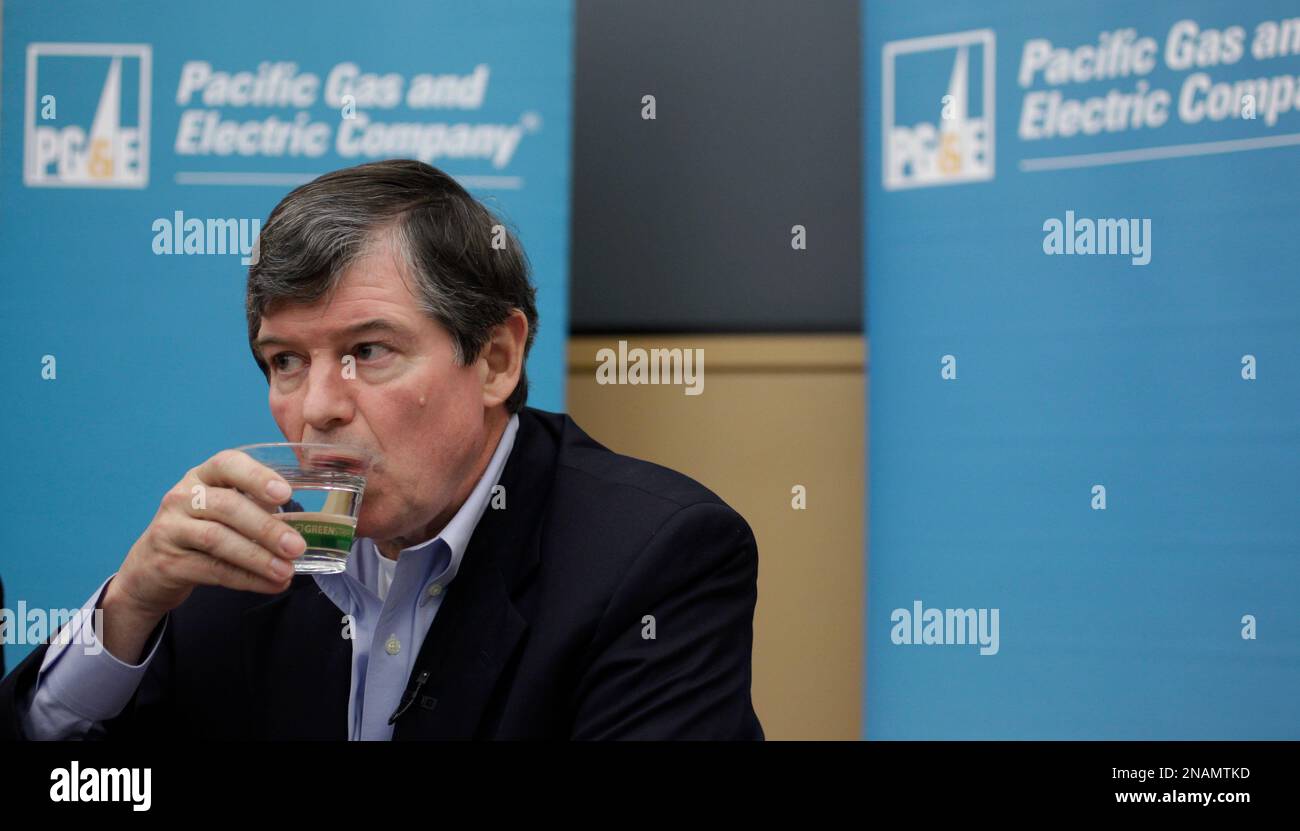 PG&E Chairman, CEO and President Anthony Earley, Jr., drinks during a