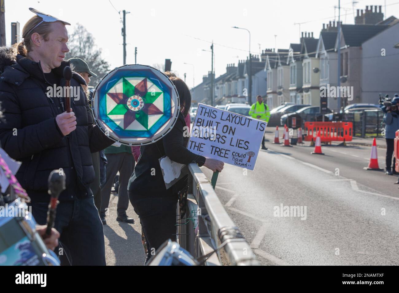 Rochford, UK. 13th Feb, 2023. Contractors remove the 100 year old Holt