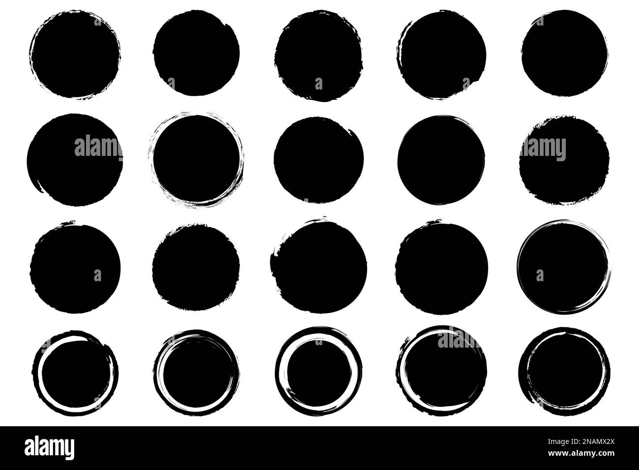 Set of hand drawn grunge black ink circle. Vector illustration Stock ...