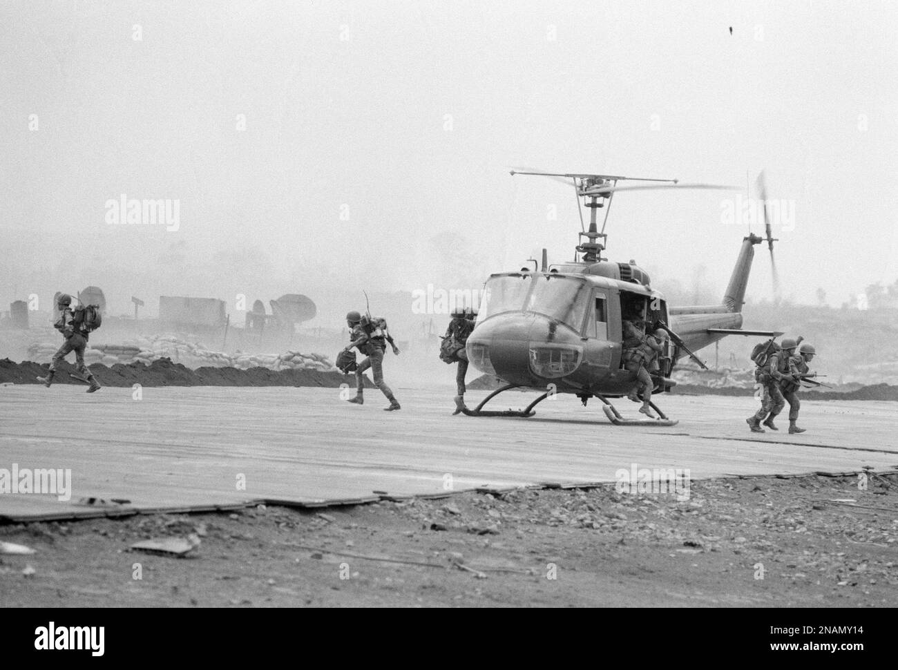 U.S. Marines disembarking a helicopter in Vietnam on March 2, 1968 ...
