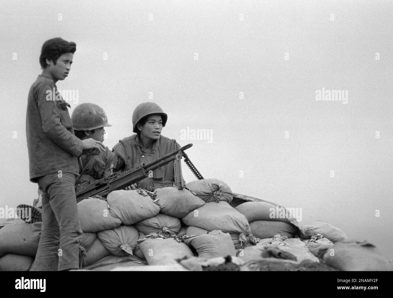 South Vietnamese soldiers keeping an eye out on March 2, 1968, during a