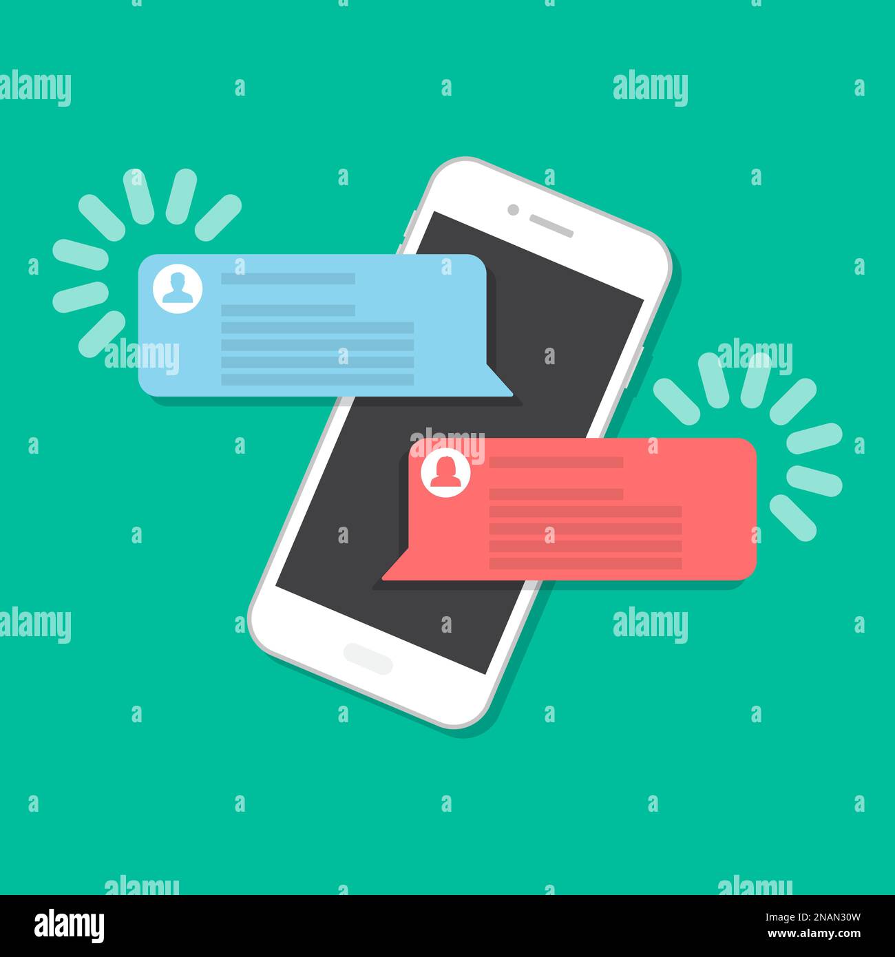 Smartphone with chat in a flat design Stock Vector